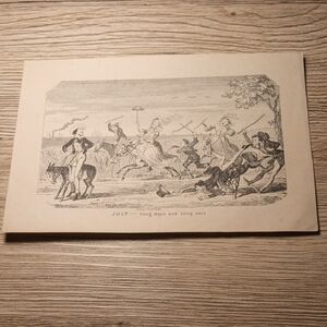 "July - Long days and Long ears" etching by George Cruikshank